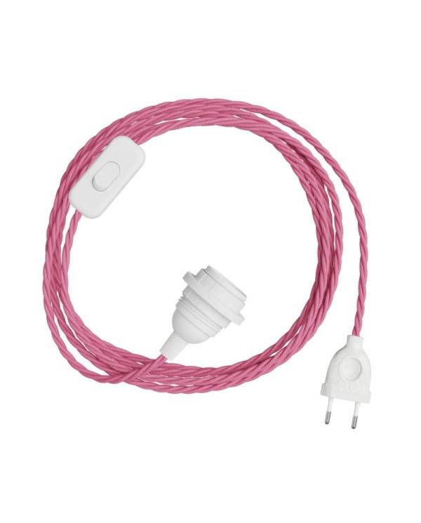 SnakeBis Spirálový - napájecí kabel s objímkou pro stínidlo a barevným stočeným textilním kabelem