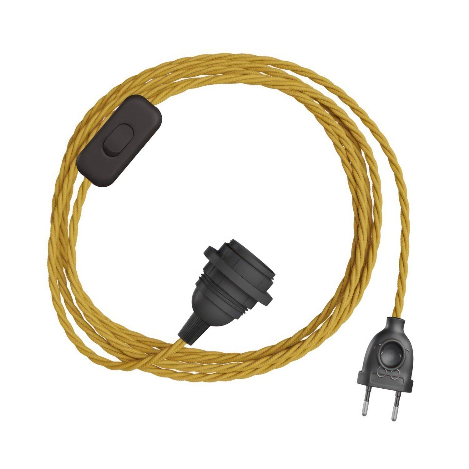 SnakeBis Spirálový - napájecí kabel s objímkou pro stínidlo a barevným stočeným textilním kabelem
