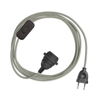 SnakeBis Zig-Zag pentru abajur - Cablare cu suport de lămpi și cablu textil cu efect Zig-Zag și mufă cu 2 pini