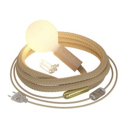 SnakeBis Lano - svítidlo do zásuvky s jutovým 2XL spirálovým lanovým kabelem