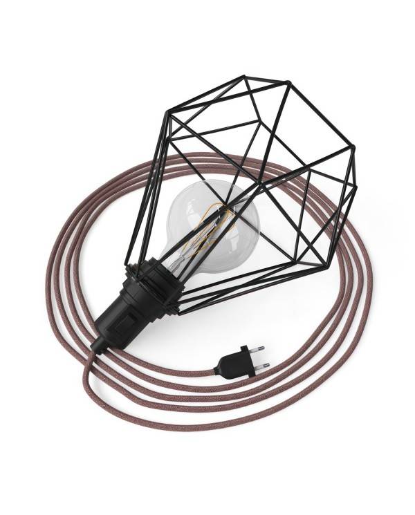 Table Snake - Lampe plug-in avec douille et cage Diamond et fiche bipolaire