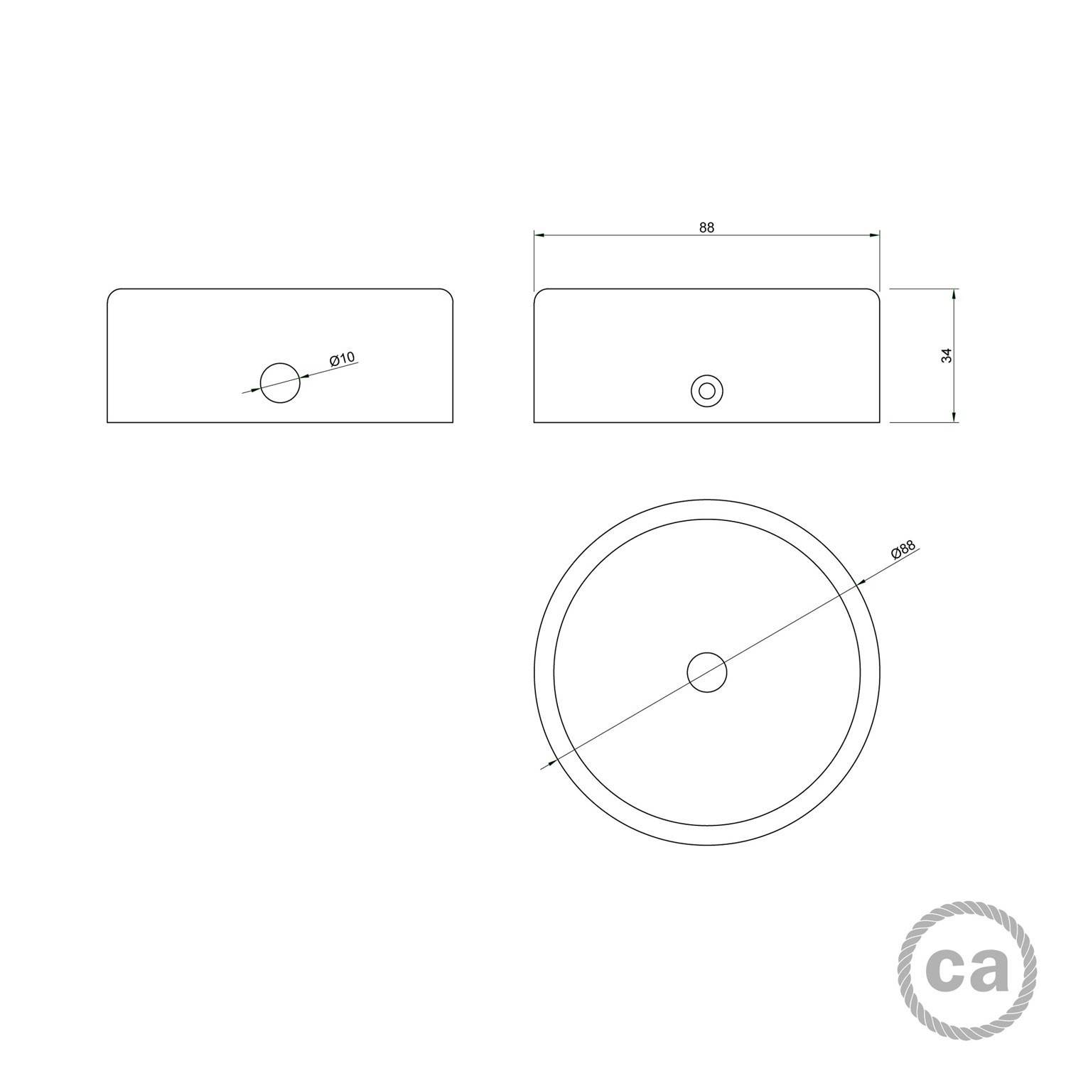 Kit Mini cylinderformet rose i træ med 1 centralt hul og 2 sidehuller