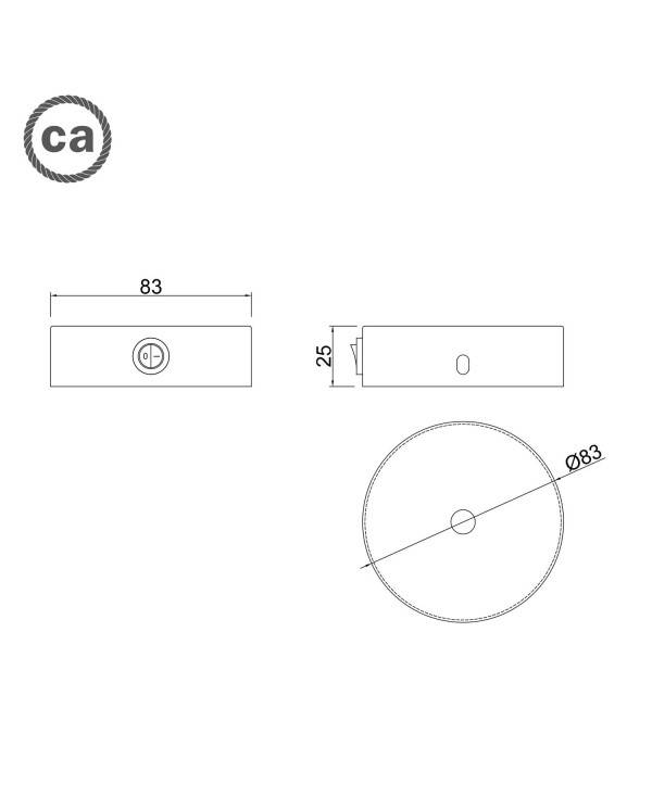 Kit mini cylindrisk väggkopp Rose-One med strömbrytare