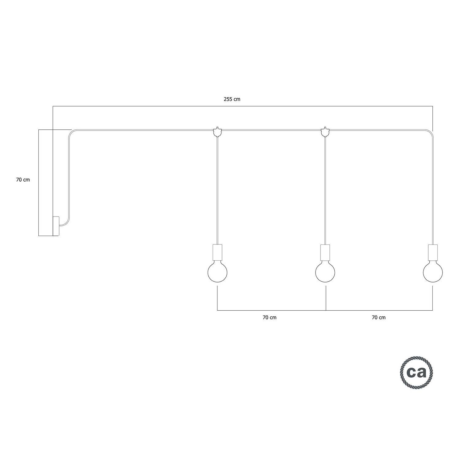 E-Snake EIVA venkovní lampa IP65, 3 světla a baldachýn