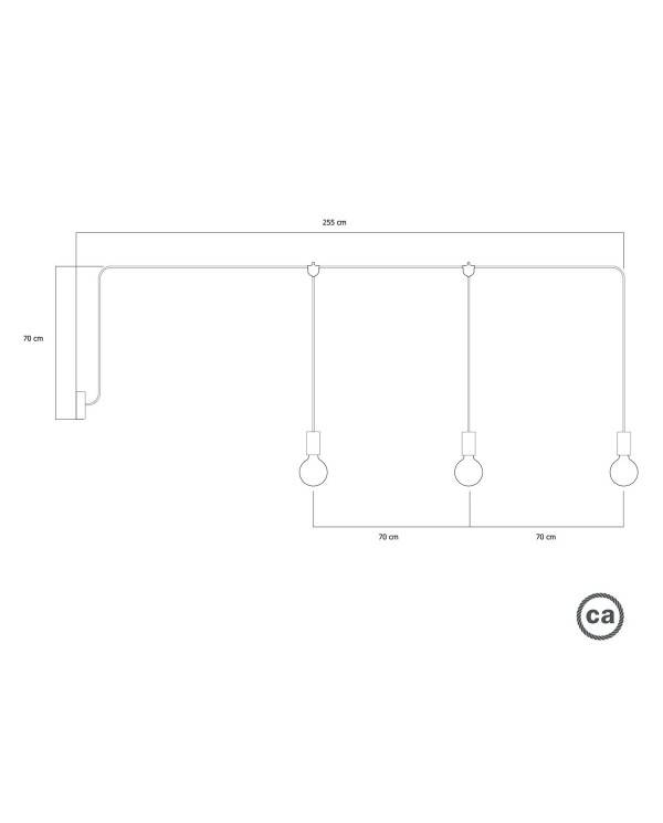 E-Snake EIVA venkovní lampa IP65, 3 světla a baldachýn