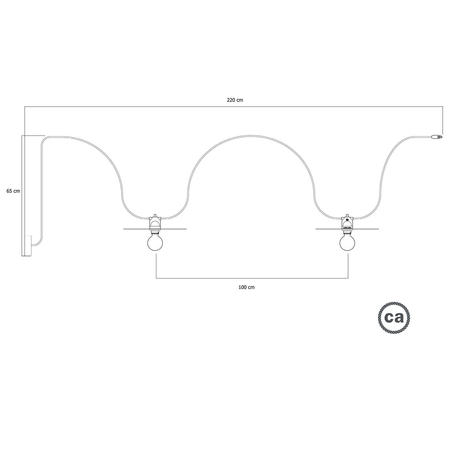 Corda de luz para exterior EIVA IP65 com 2 abajures e rosácea