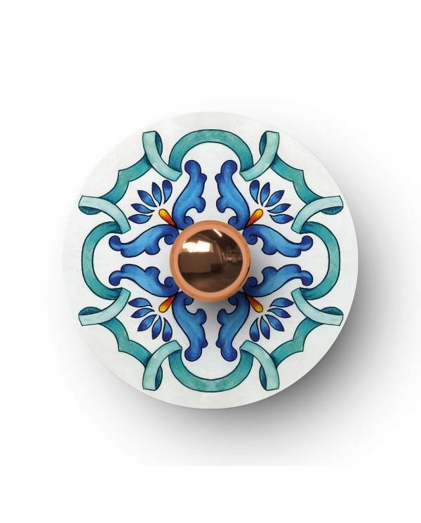 Ellepì "Maioliche" mini platt lampskärm för pendel- eller vägglampa samt ljusslinga, diameter 24 cm - Tillverkad i Italien
