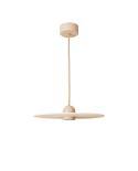 Wood suspension lamp with fabric cable and UFO lampshade