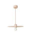 Wood suspension lamp with fabric cable and UFO lampshade