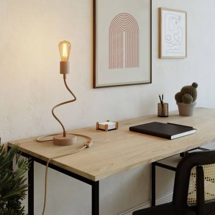 Lampă de masă reglabilă din lemn cu lumină difuză - Table Flex Wood cu priză cu 2 pini.