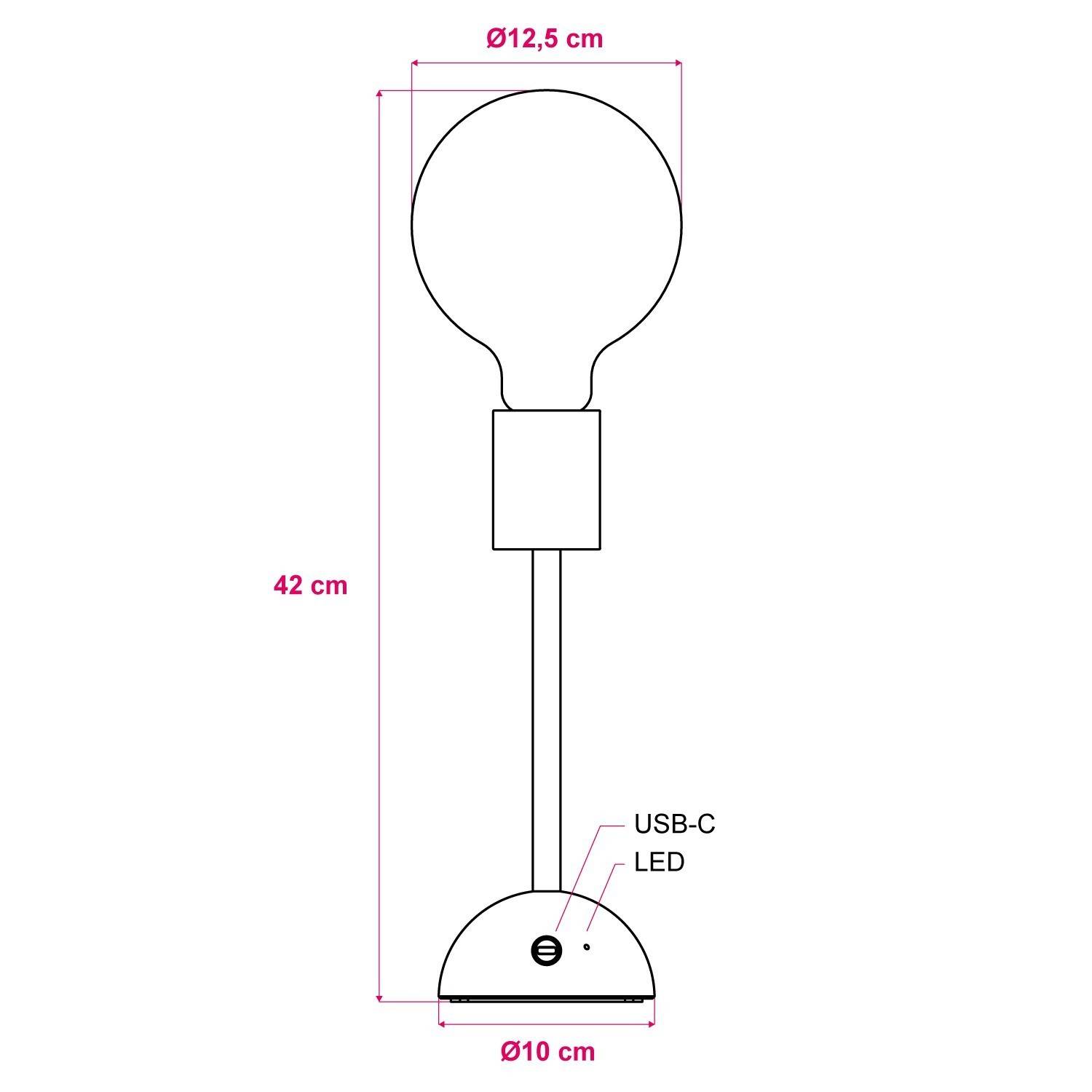 Přenosná a dobíjecí lampa Cabless02 se žárovkou G125 Glòbus