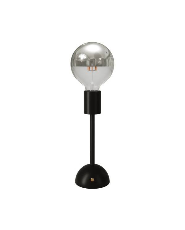 Přenosná a dobíjecí lampa Cabless02 se žárovkou G125 Globus se stříbrnou polkou