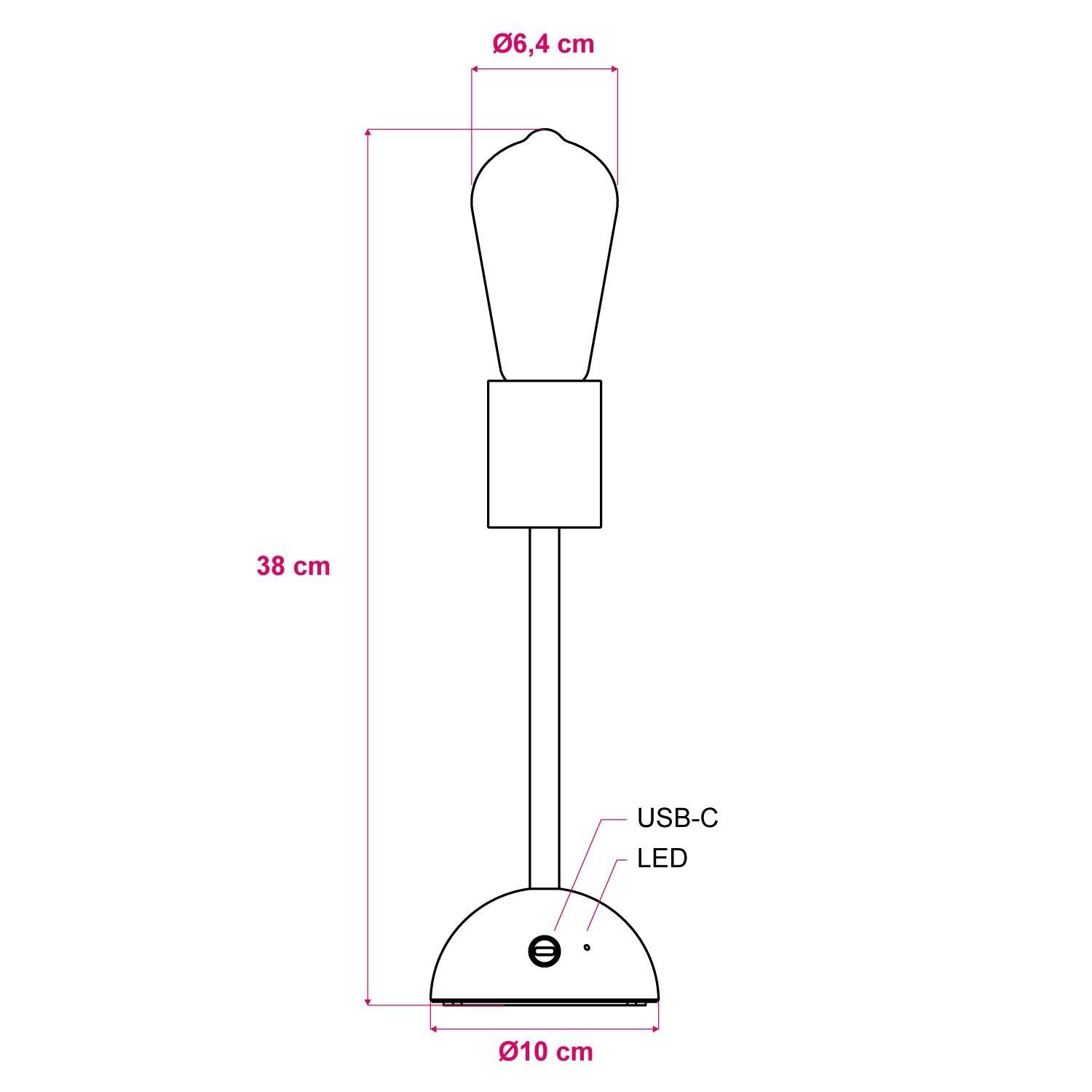 Prenosná a nabíjateľná lampa Cabless02 so zlatou  žiarovkou Edison