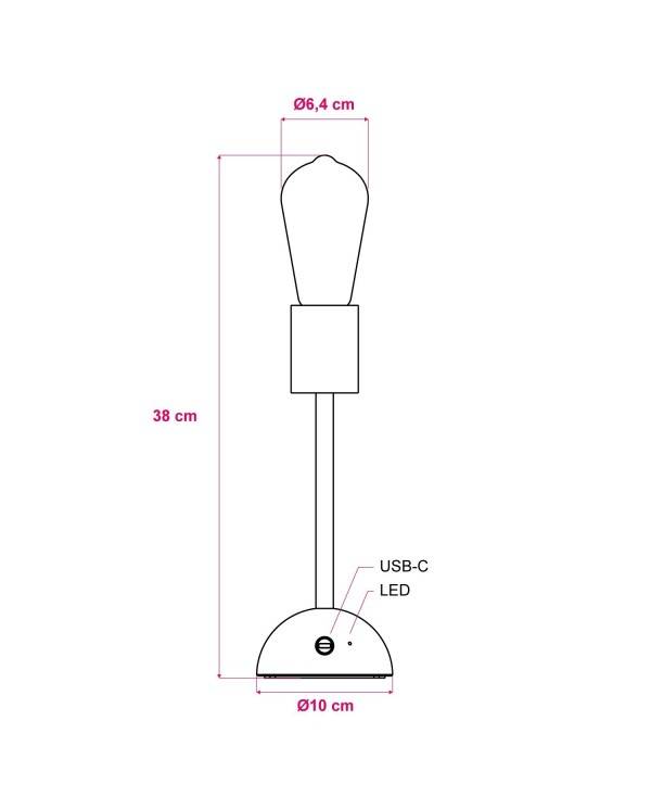 Prenosná a nabíjateľná lampa Cabless02 so zlatou  žiarovkou Edison