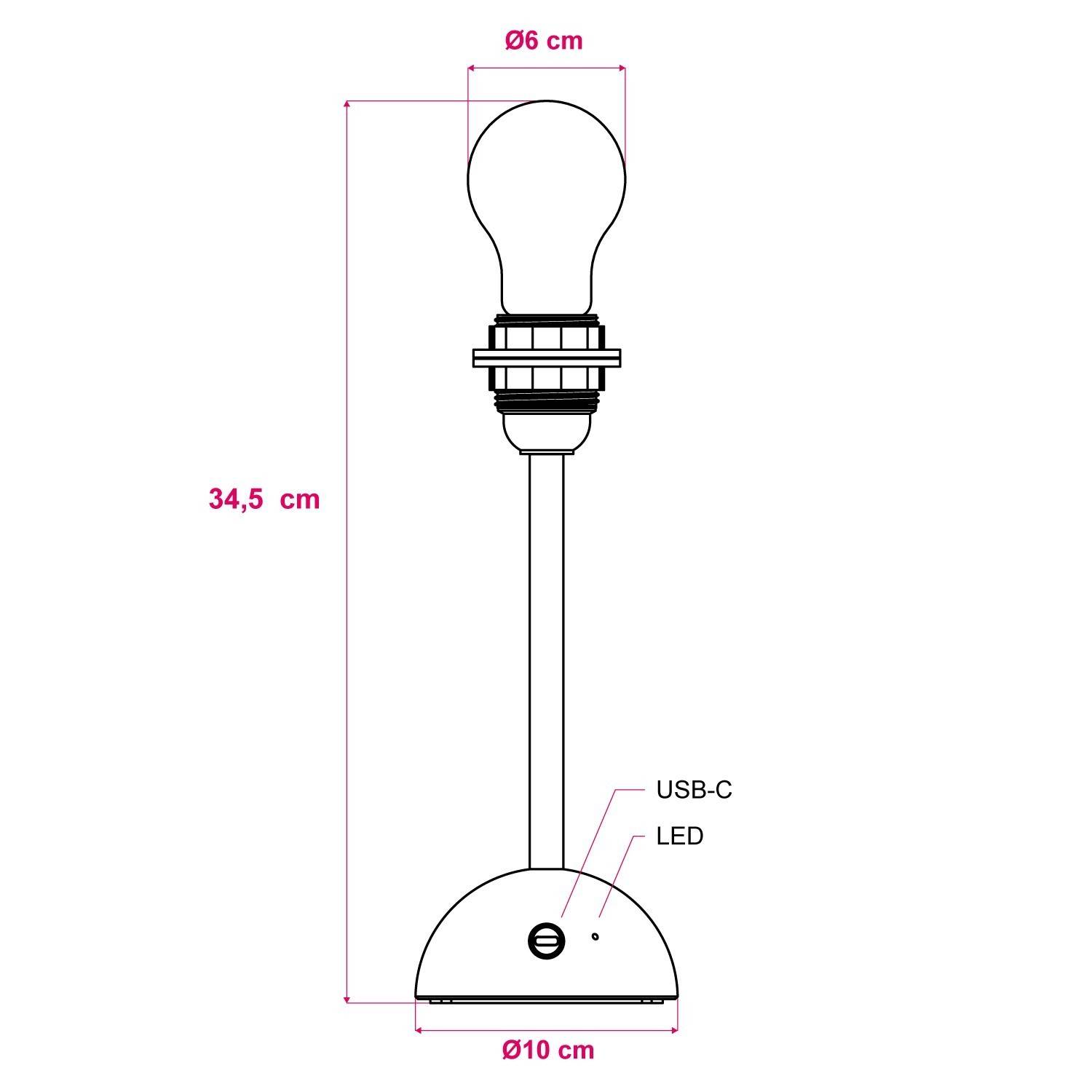 Přenosná a dobíjecí lampa Cabless12 s kapkovou žárovkou vhodná pro stínítko