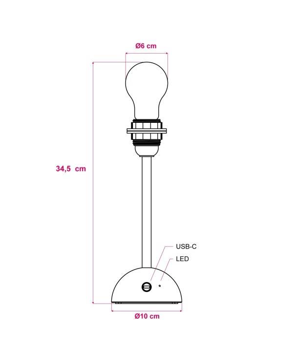 Přenosná a dobíjecí lampa Cabless12 s kapkovou žárovkou vhodná pro stínítko