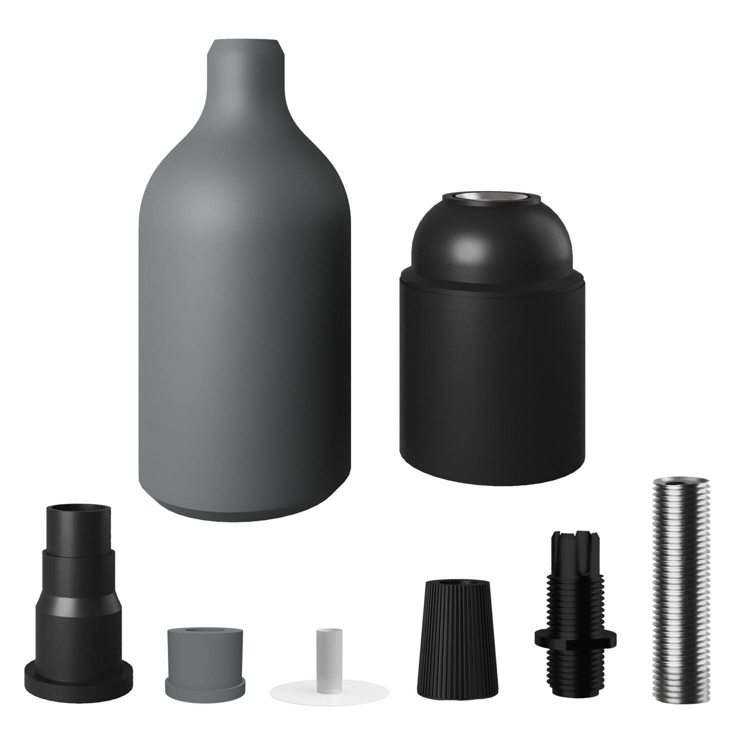 Kit de casquilho de silicone E27 com braçadeira de cabo oculta