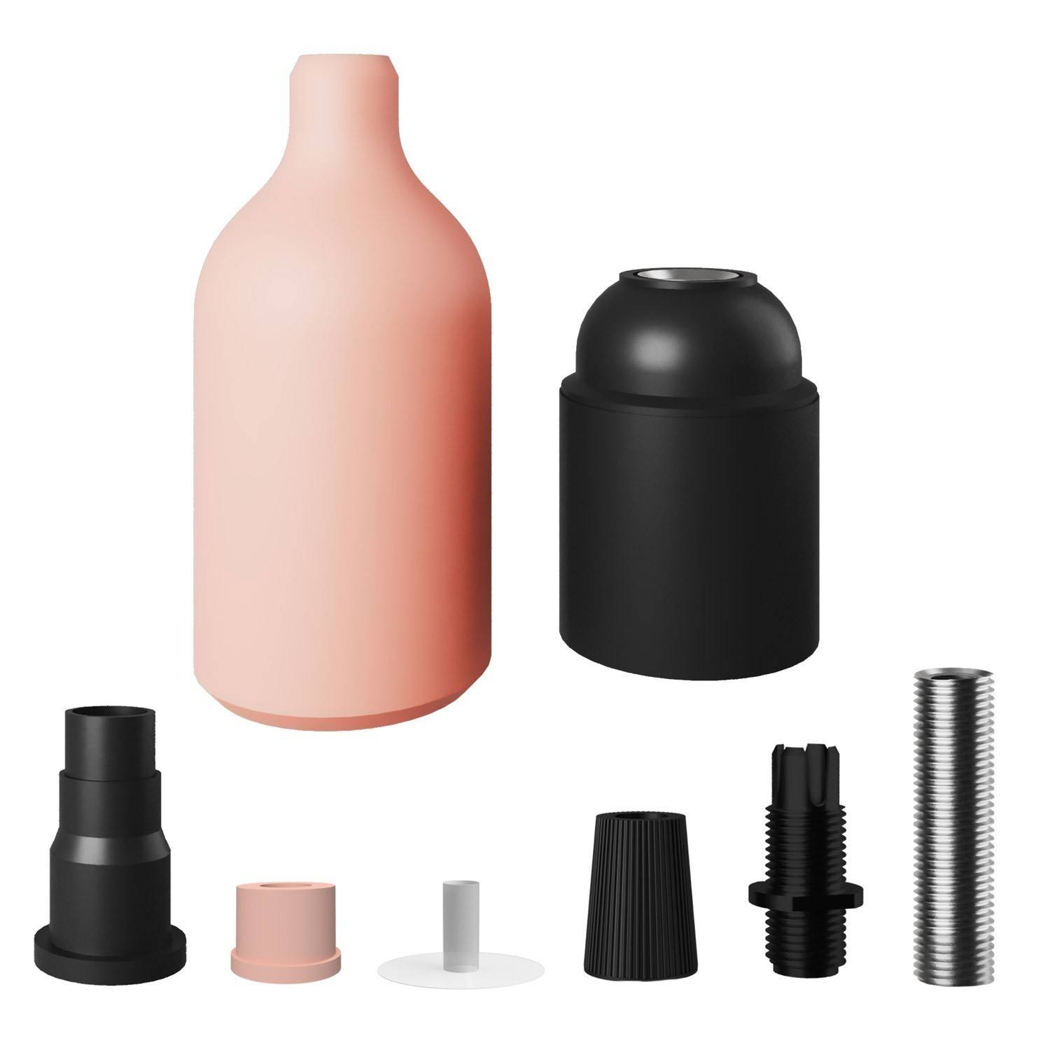 Kit de casquilho de silicone E27 com braçadeira de cabo oculta