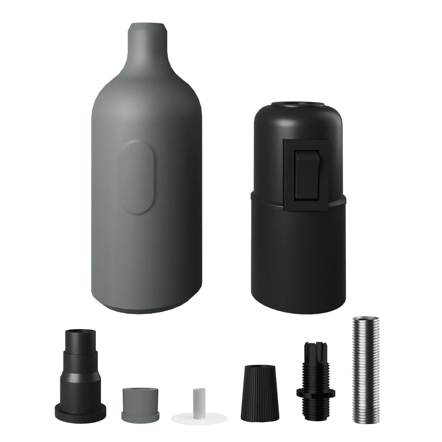 Kit de casquilho de silicone E27 com interruptor e braçadeiras de cabo ocultas