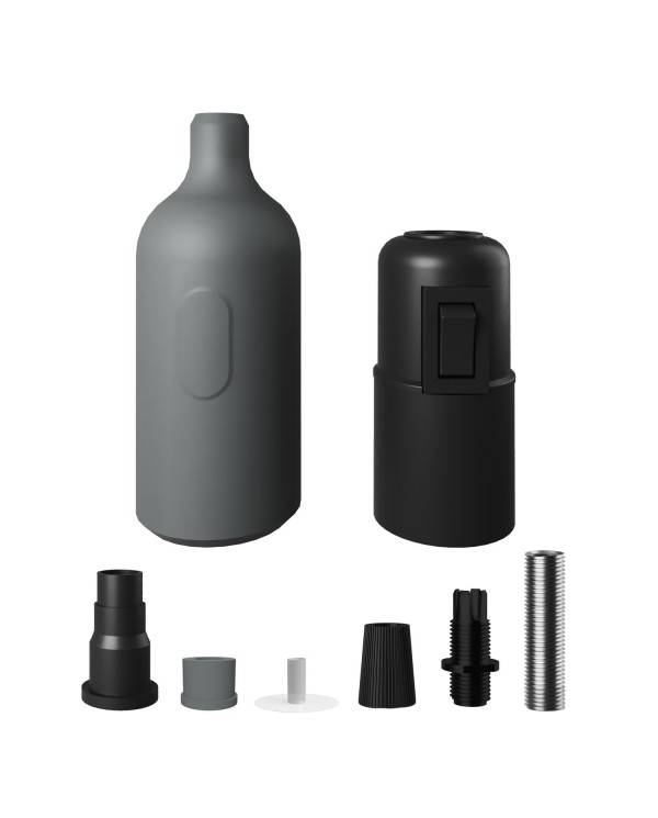 Kit de casquilho de silicone E27 com interruptor e braçadeiras de cabo ocultas