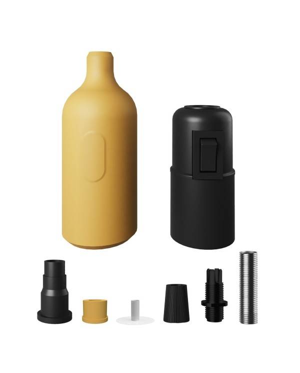 Kit de casquilho de silicone E27 com interruptor e braçadeiras de cabo ocultas