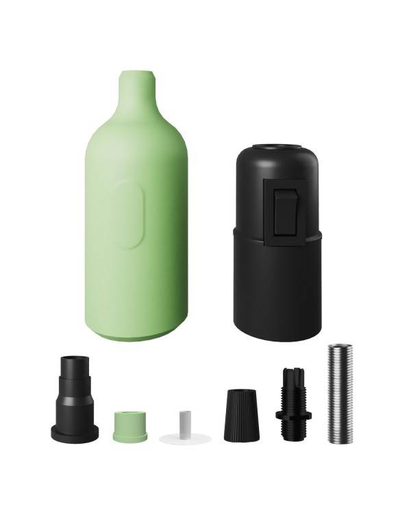 Kit de casquilho de silicone E27 com interruptor e braçadeiras de cabo ocultas