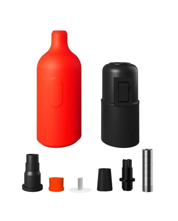 Kit de casquilho de silicone E27 com interruptor e braçadeiras de cabo ocultas