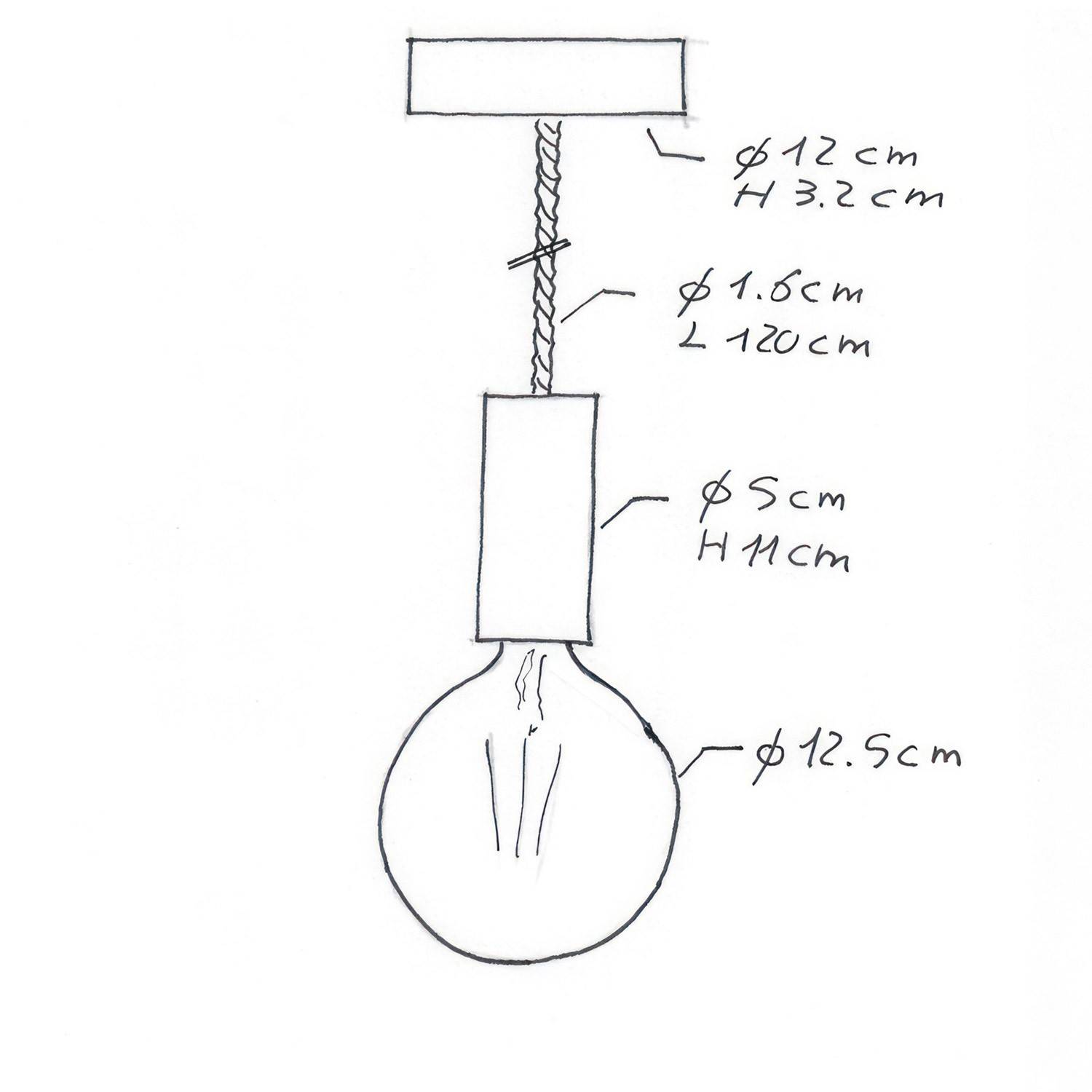 Candeeiro suspenso com cordão náutico XL com 16mm e detalhes em madeira pintada - Fabricado em Itália