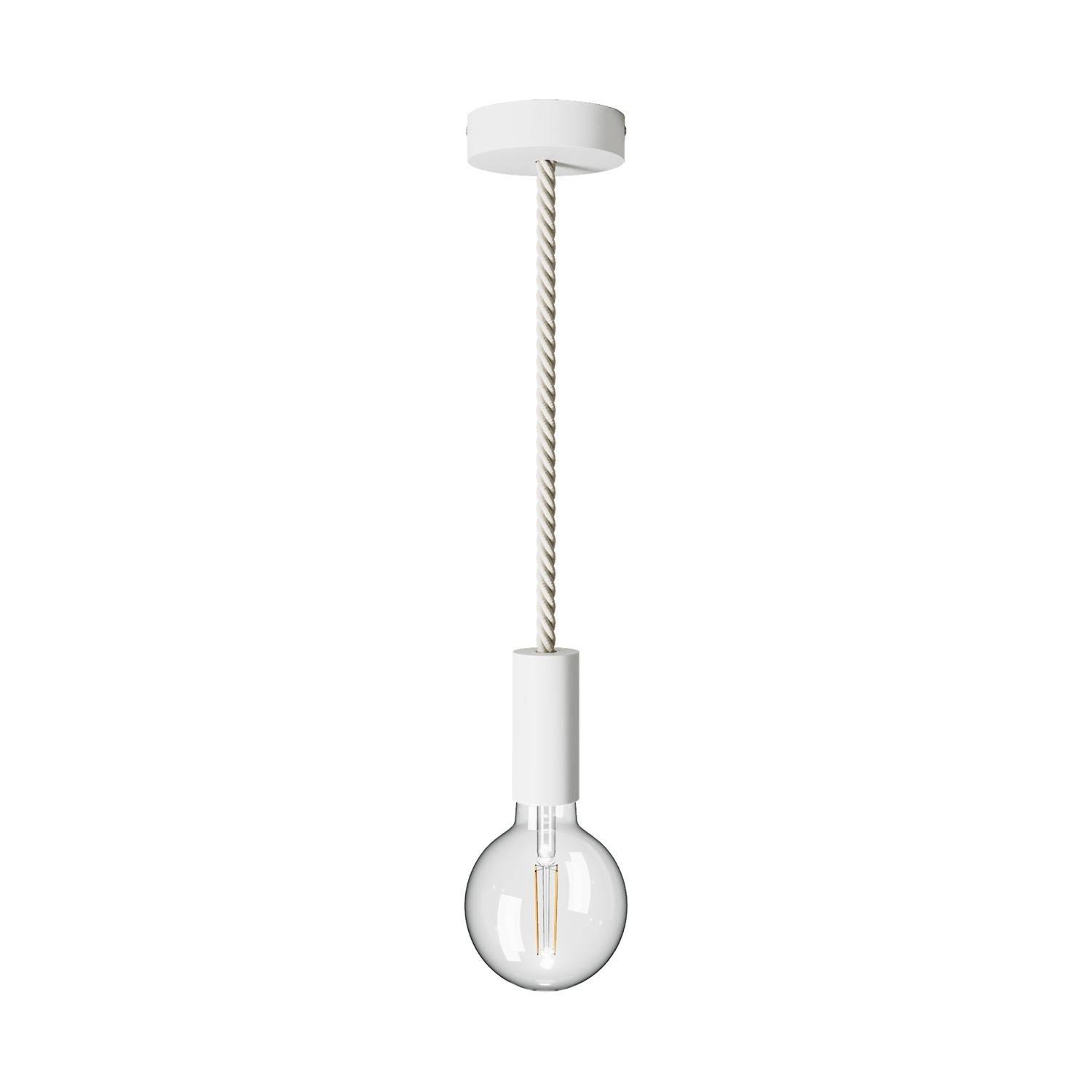 Lampa wisząca z drewnianymi lakierowanymi elementami i przewodem liną XL 16 mm - Made in Italy