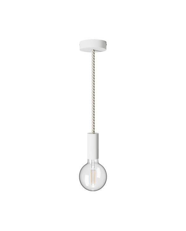 Lampa wisząca z drewnianymi lakierowanymi elementami i przewodem liną XL 16 mm - Made in Italy