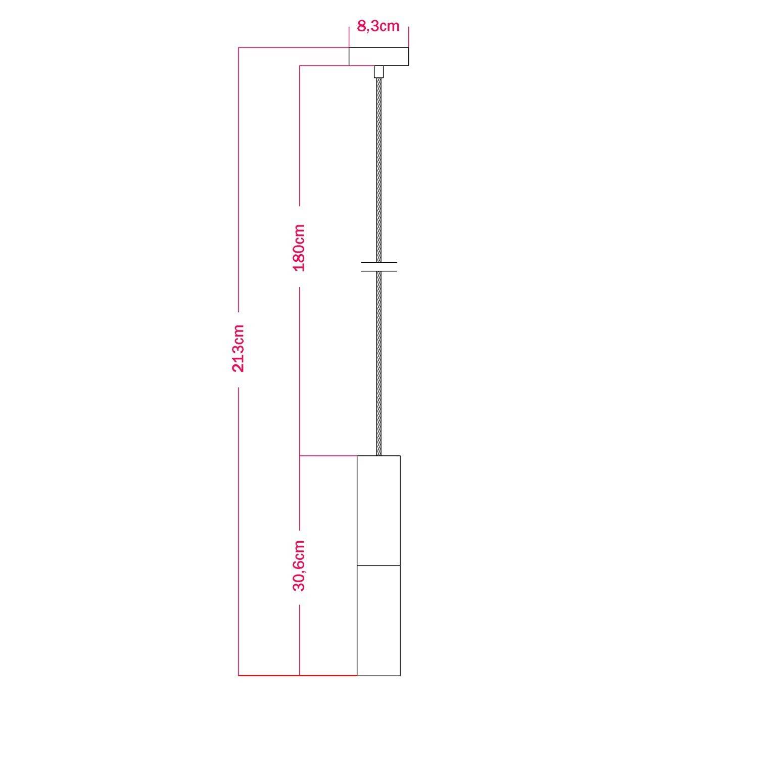 Hanglamp compleet met textielkabel en dubbele Tub-E14 houten en metalen afwerking - Made in Italy