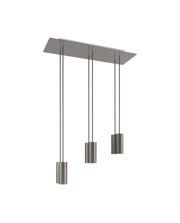 6 lichts-hanglamp voorzien van XXL rechthoekige Rose-One 675 mm compleet met strijkijzersnoer en Tub E14 metalen lampenkap