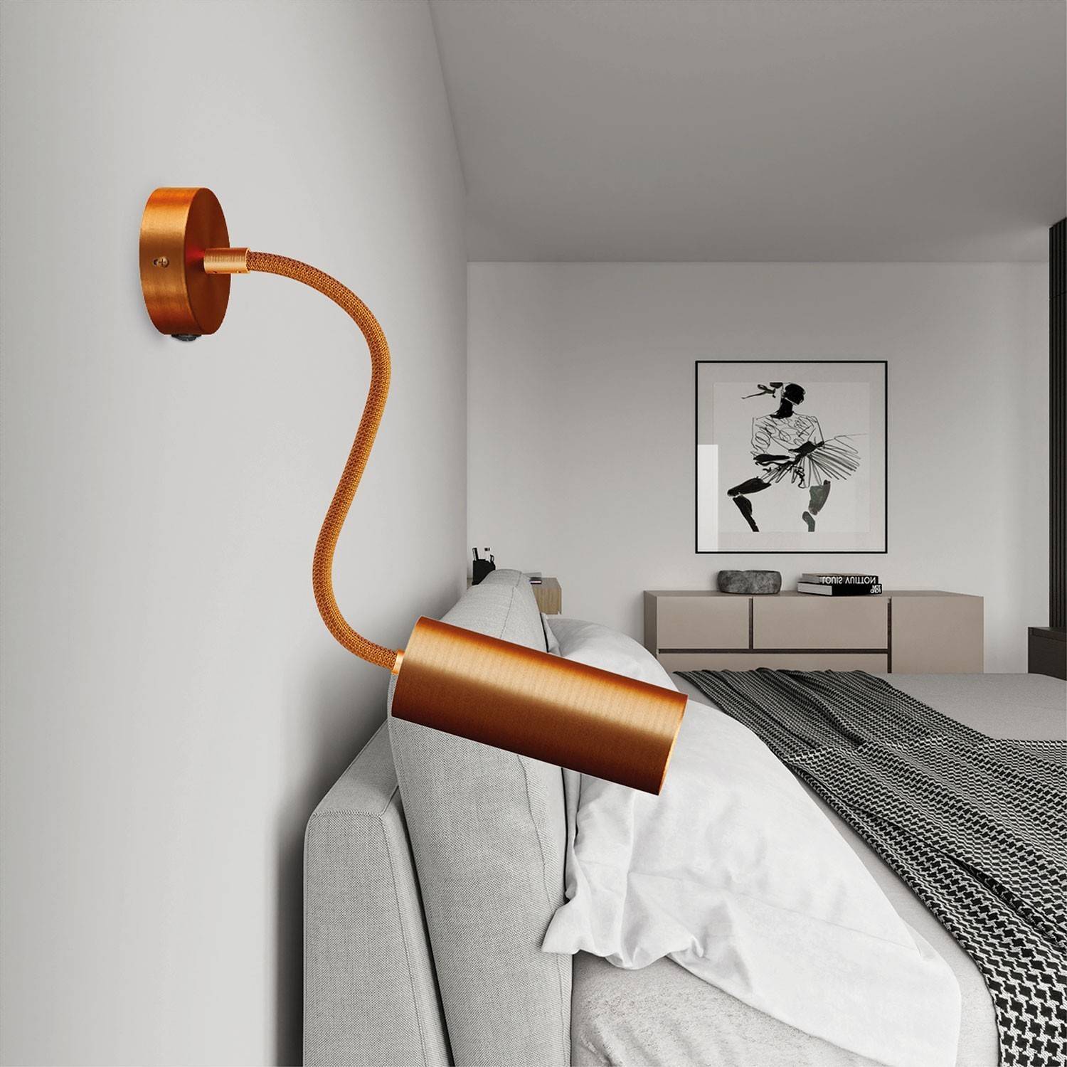 Fermaluce Flex 30 lampa med mini takkopp med strömbrytare samt spotlight med Tub-E14 lampskärm