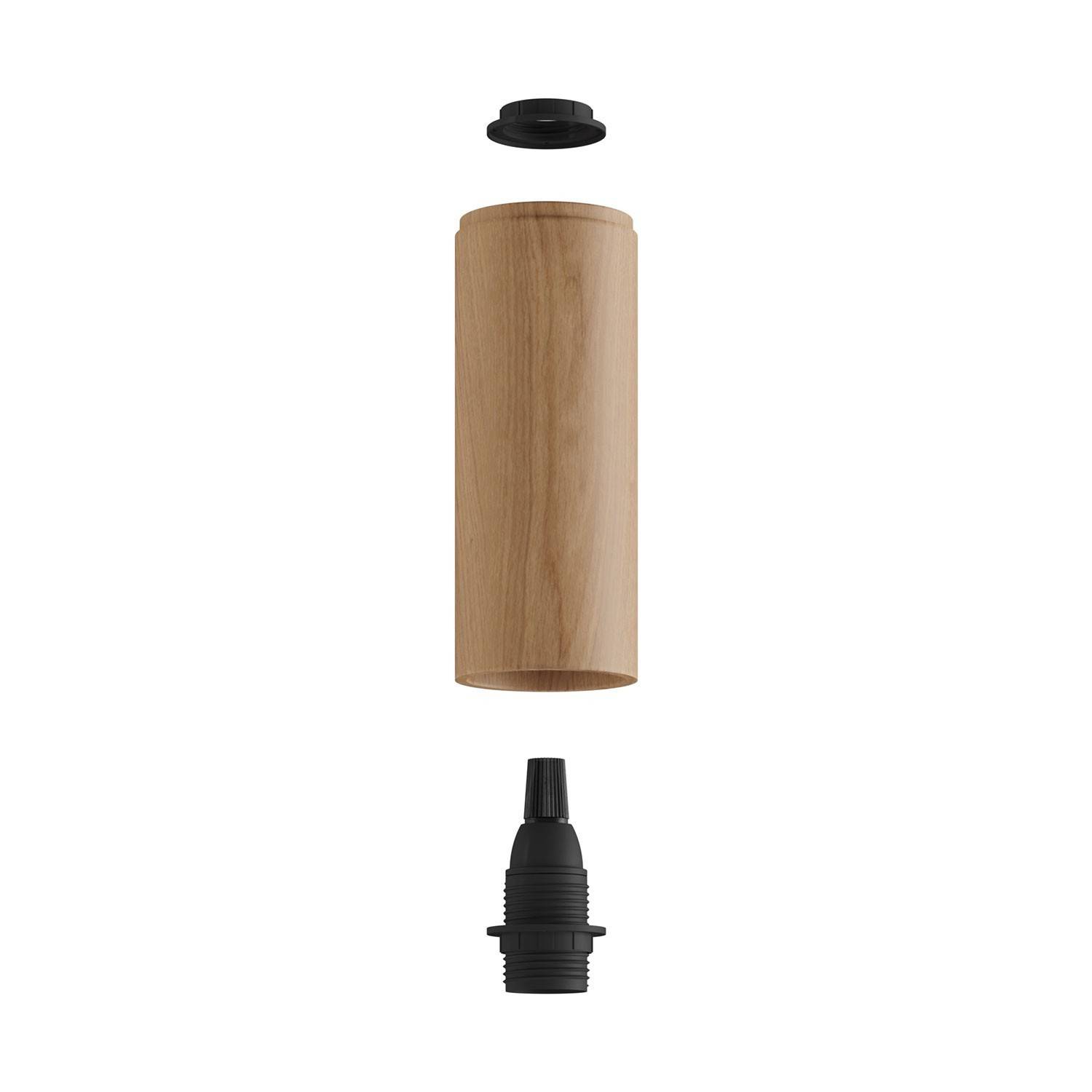 Fermaluce Flex 30 Lamp met mini houten plafondkap en spot met Tub-E14 lampenkap