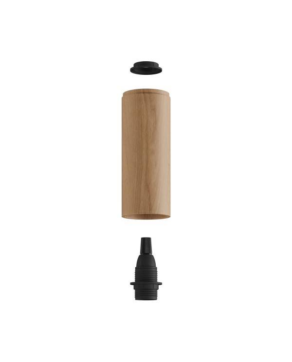 Fermaluce Flex 30 Lamp met mini houten plafondkap en spot met Tub-E14 lampenkap