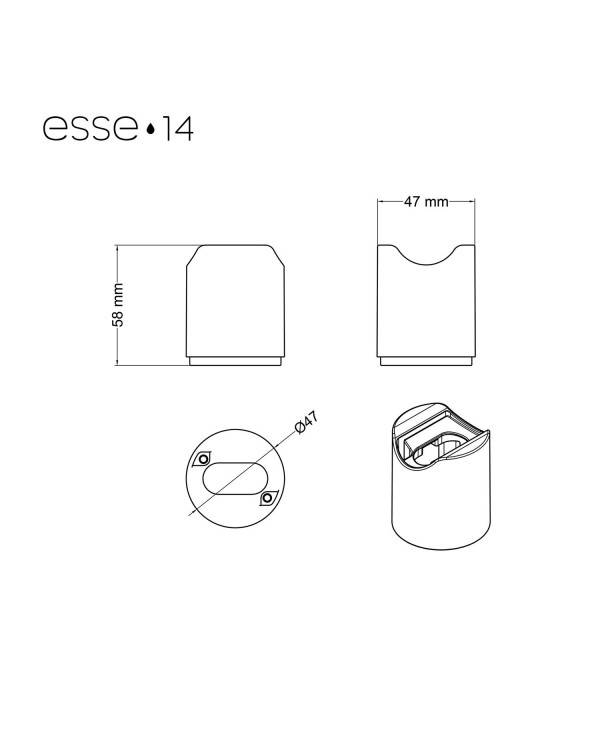 Lampenfassung esse14 für Wand- oder Decke, mit S14d Anschluss - Waterproof IP44