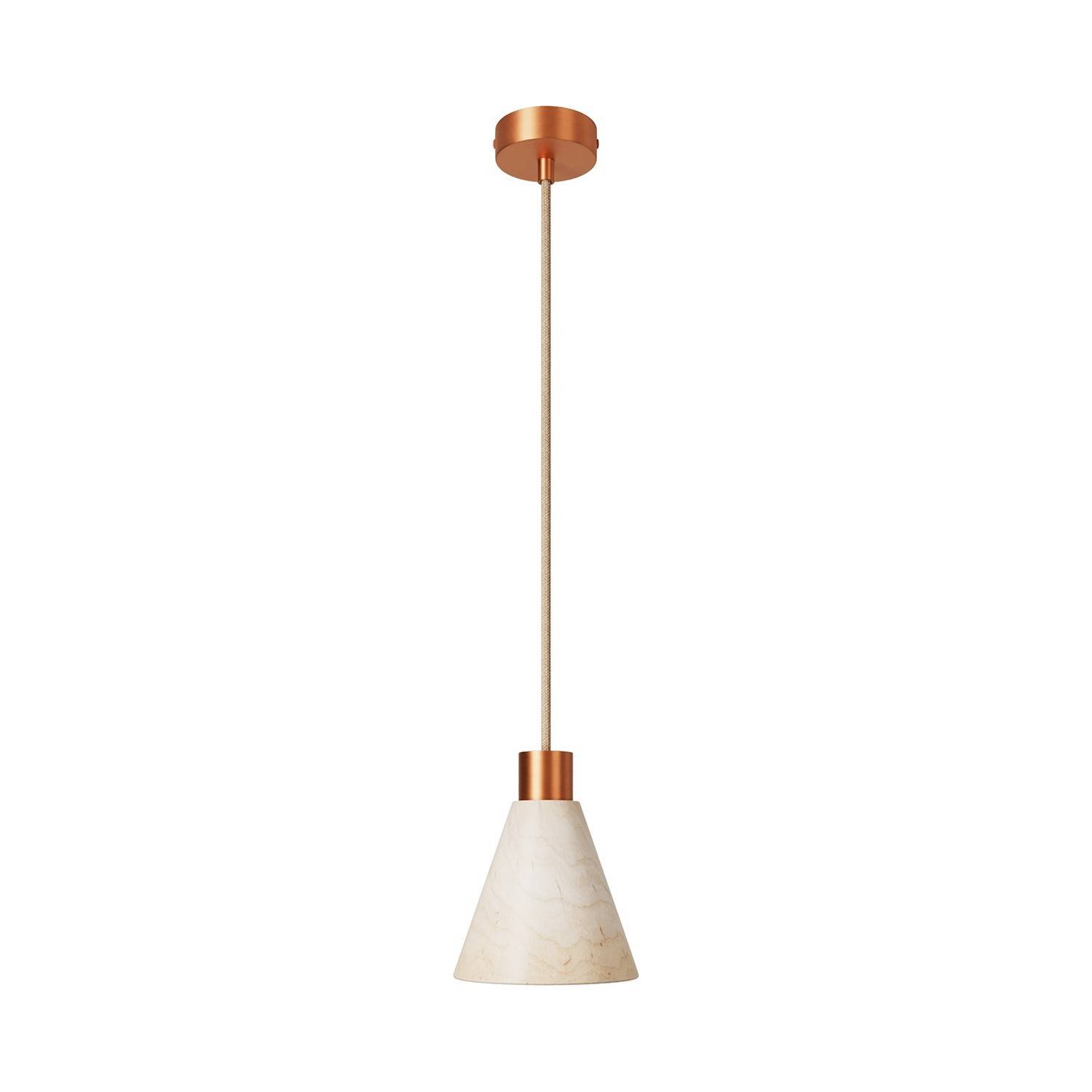 Pendant lamp with wooden conical lampshade