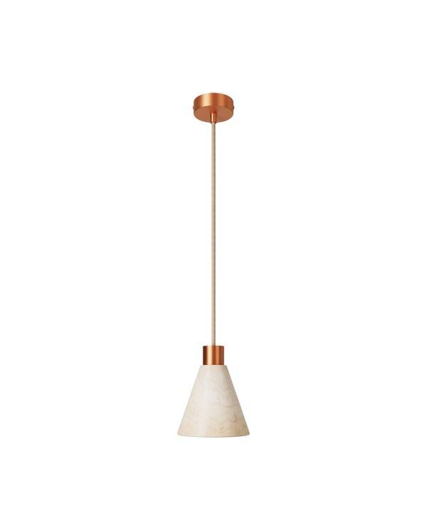 Pendant lamp with wooden conical lampshade