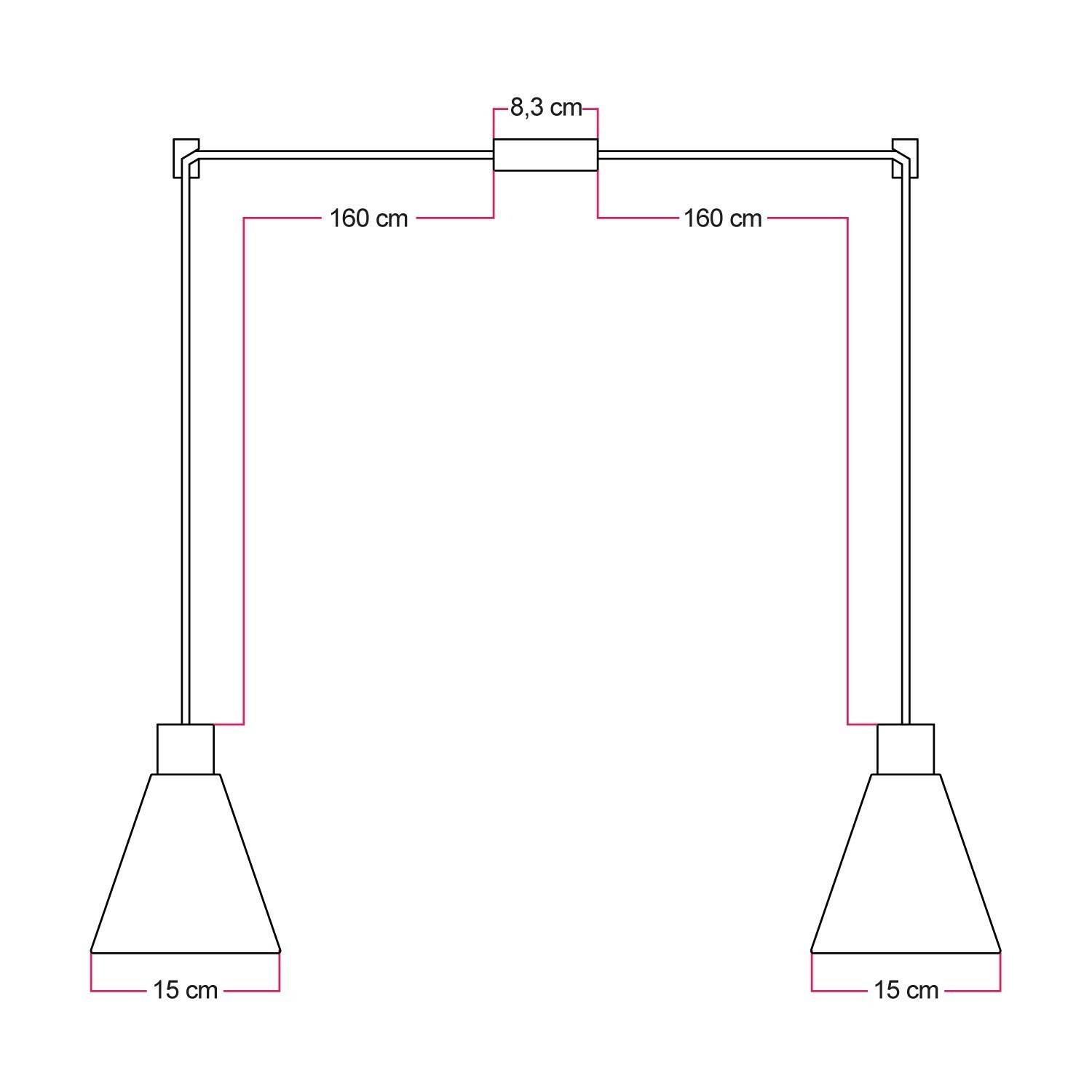 Dobbelt loftslampe med kegleformede lampeskærme i træ