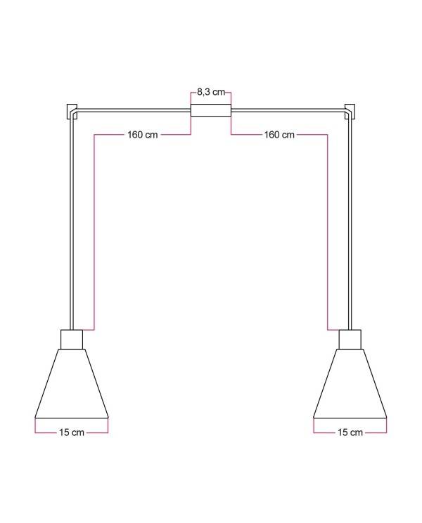 Dobbelt loftslampe med kegleformede lampeskærme i træ