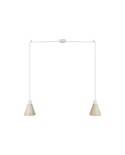 2-drop pendant lamp with wooden conical lampshades