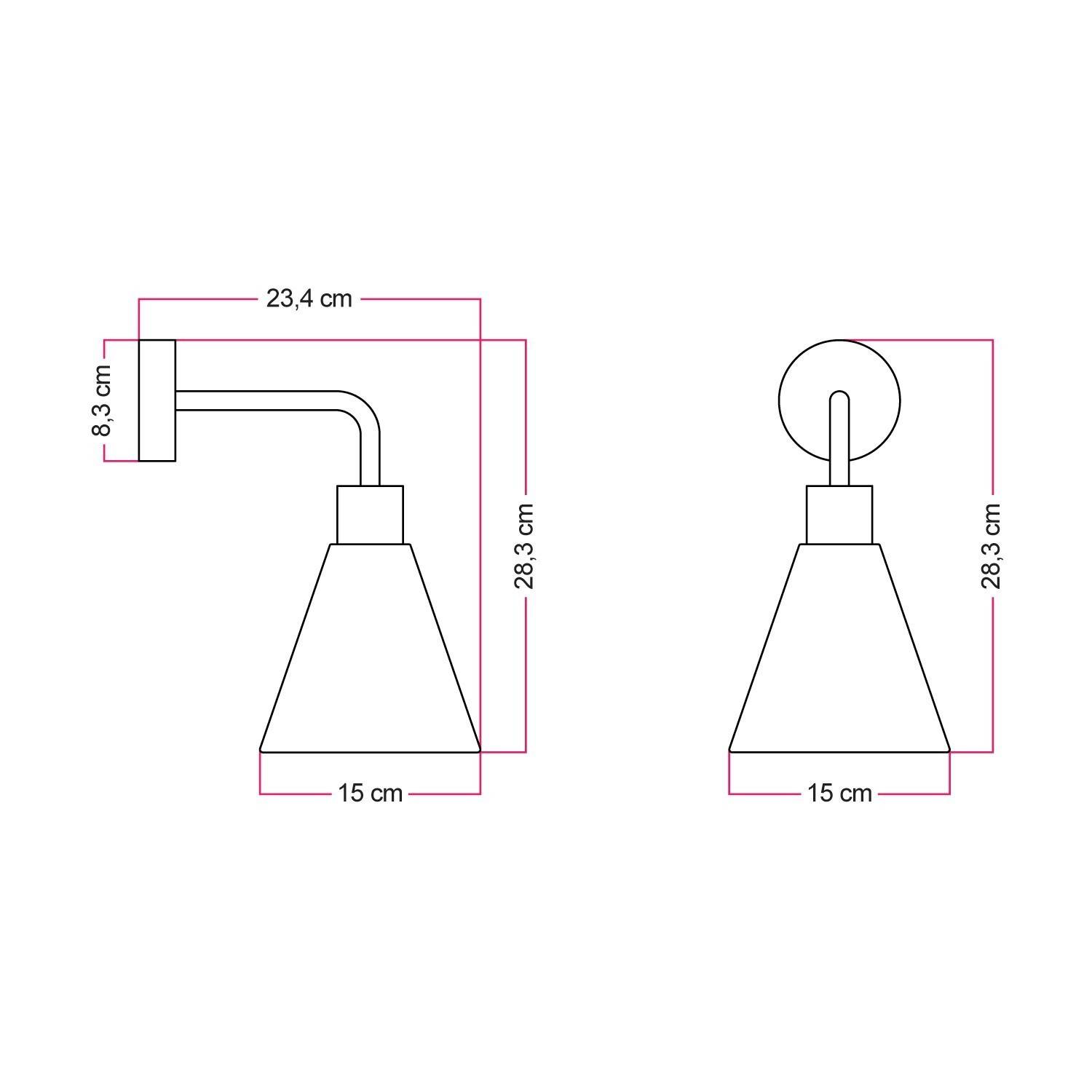 Fermaluce lampa med konformad lampskärm i trä och böjd förlängning