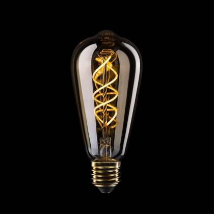 Bec LED cu filament spiralat din colecția Gold B01, 5V Edison ST64 1,3W 80Lm E27 2500K, reglabil.