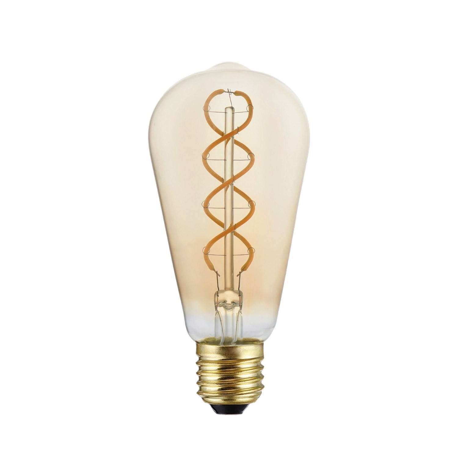 Bec LED cu filament spiralat din colecția Gold B01, 5V Edison ST64 1,3W 80Lm E27 2500K, reglabil.