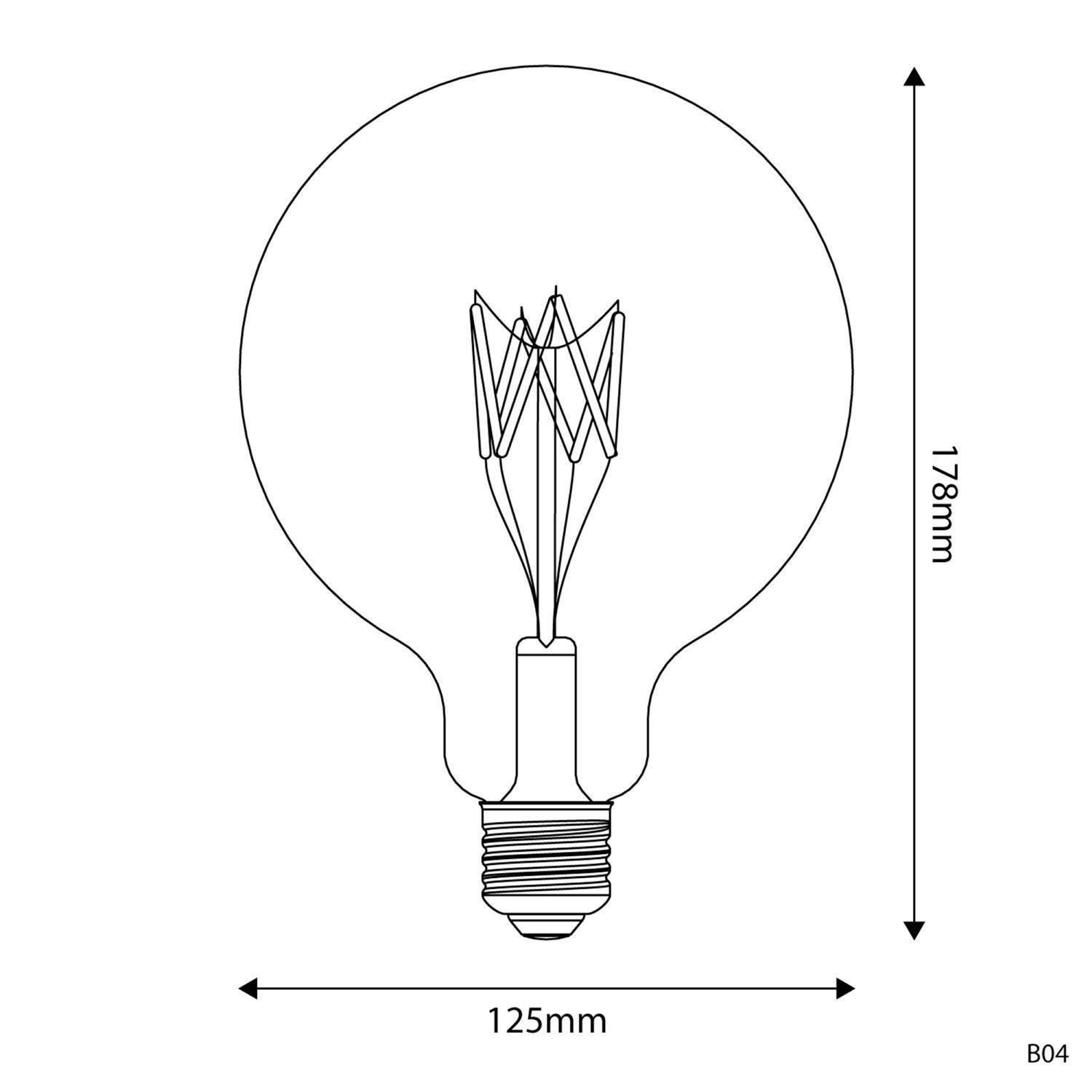 B04 Globo G125 gennemsigtig LED-lampe 5V Collection Short Filament Wire 1.3W E27 dæmpbar 2500k