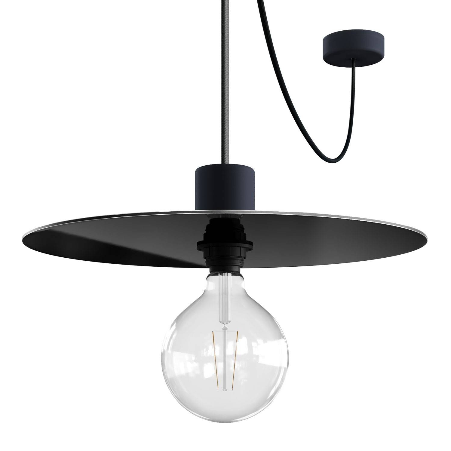 EIVA ELEGANT Lampa wisząca z 5 mm kablem w oplocie, kloszem Ellepì, podsufitką i z silikonową oprawką IP65 waterproof