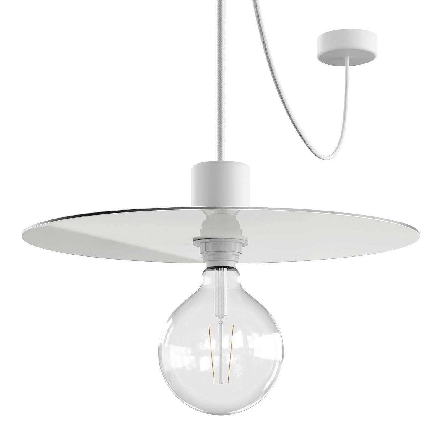 Suspensão EIVA ELEGANT com cabo em tecido de 5 m, abajur Ellepì, rosácea de teto e casquilho em silicone impermeável IP65