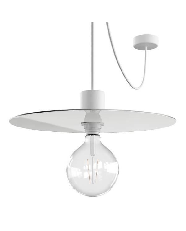 EIVA ELEGANT Lampa wisząca z 5 mm kablem w oplocie, kloszem Ellepì, podsufitką i z silikonową oprawką IP65 waterproof