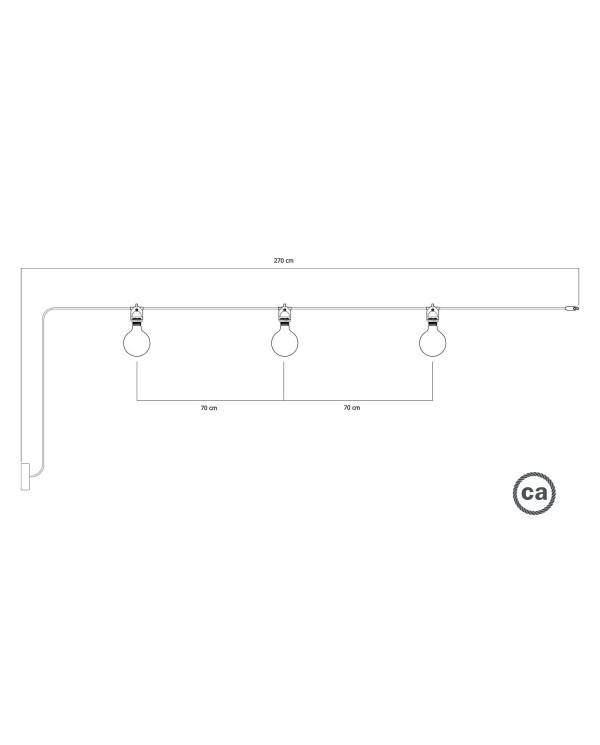 EIVA Corda de luz exterior IP65 com 3 lâmpadas e rosácea