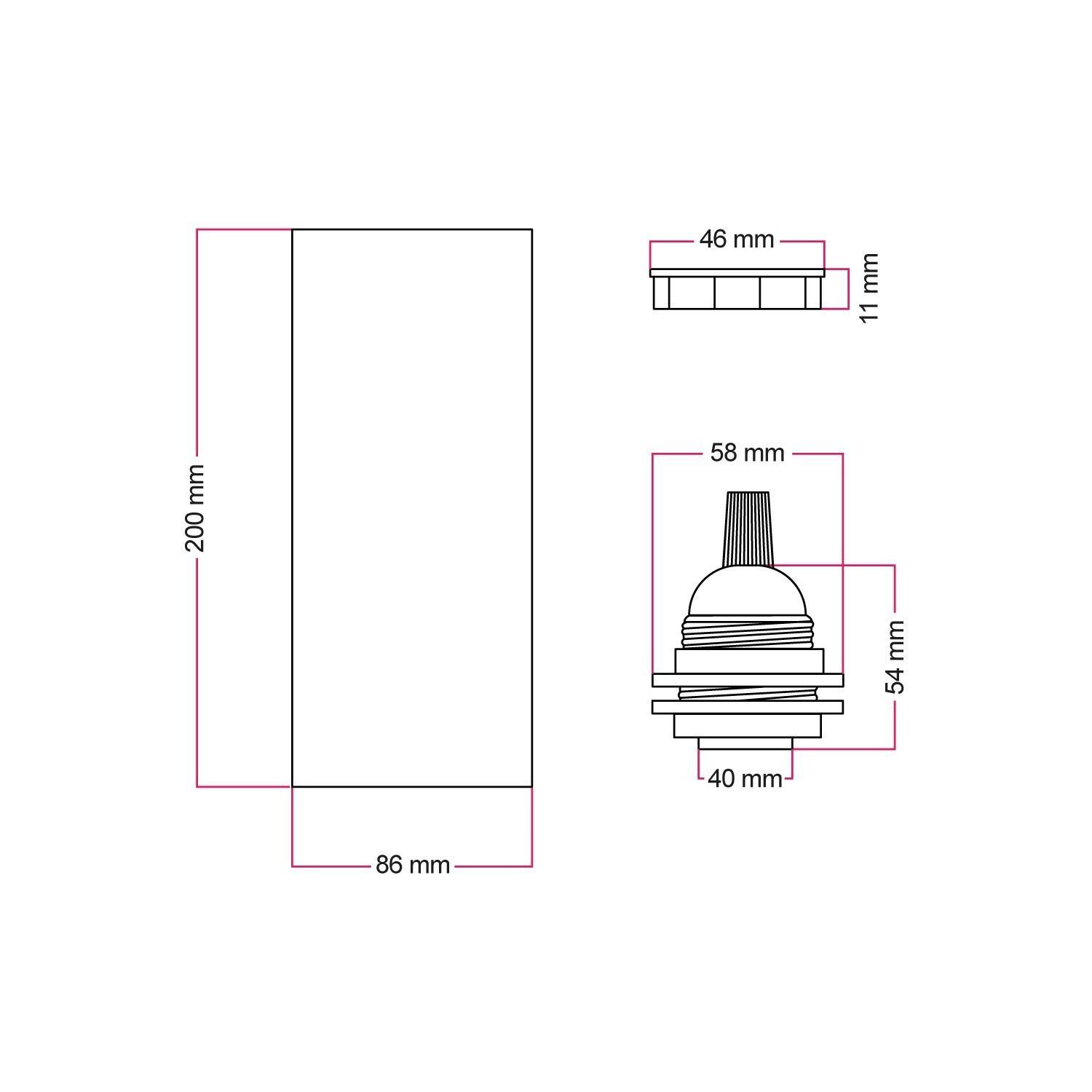 Tub-E27, abajur din lemn pentru lampa cu spot cu suport dublu E27